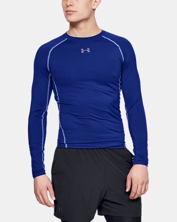 Men's UA HeatGear® Armour Long Sleeve Compression Shirt, Blue, pdpMainDesktop image number 0